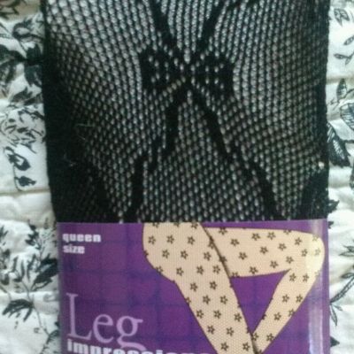 IMPRESSIONS Net Tights  BLACK QUEEN Ribbons   BOWS 5 '4